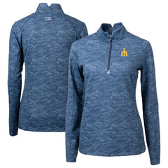 Seattle Mariners Cutter & Buck Women's Traverse Camo Print Stretch Quarter-Zip Top - Navy Tops