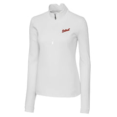 Detroit Tigers Cutter & Buck Women's Traverse Stretch Quarter-Zip Pullover Top - White Pullover