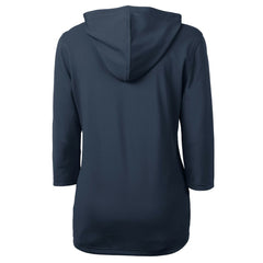 Cleveland Guardians Cutter & Buck Women's DryTec Virtue Eco Pique Recycled 3/4-Sleeve Half-Zip Pullover Hoodie - Navy Hoodies