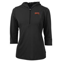 Pittsburgh Pirates Cutter & Buck Women's DryTec Virtue Eco Pique Recycled 3/4-Sleeve Half-Zip Pullover Hoodie - Black Hoodies