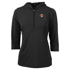 San Francisco Giants Cutter & Buck Women's DryTec Virtue Eco Pique Recycled 3/4-Sleeve Half-Zip Pullover Hoodie - Black Hoodies