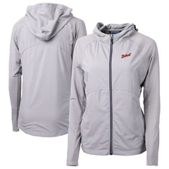 Detroit Tigers Cutter & Buck Women's Adapt Eco Knit Hybrid Recycled Full-Zip Hoodie - Gray Hoodies