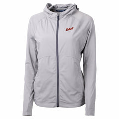 Detroit Tigers Cutter & Buck Women's Adapt Eco Knit Hybrid Recycled Full-Zip Hoodie - Gray Hoodies