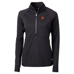 Baltimore Orioles Cutter & Buck Women's DryTec Adapt Eco Knit Stretch Recycled Raglan Half-Zip Top - Black Tops