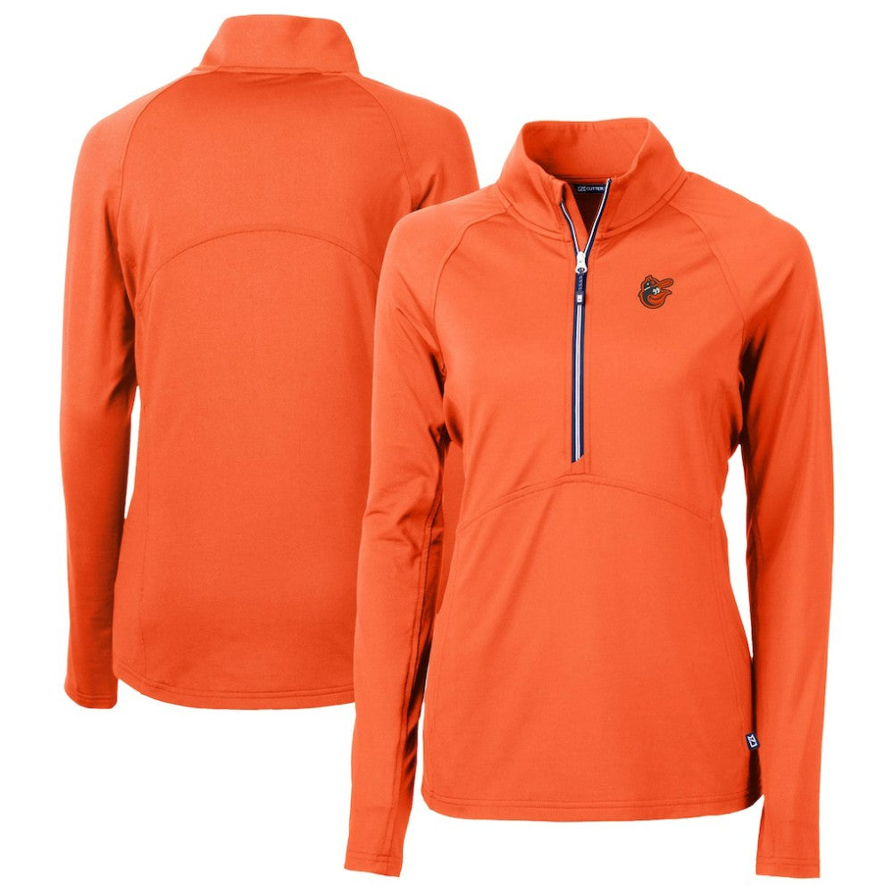 Baltimore Orioles Cutter & Buck Women's DryTec Adapt Eco Knit Stretch Recycled Raglan Half-Zip Top - Orange Tops