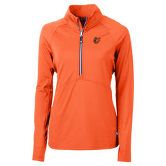 Baltimore Orioles Cutter & Buck Women's DryTec Adapt Eco Knit Stretch Recycled Raglan Half-Zip Top - Orange Tops