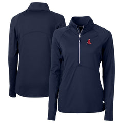 Boston Red Sox Cutter & Buck Women's DryTec Adapt Eco Knit Stretch Recycled Raglan Half-Zip Top - Navy Tops