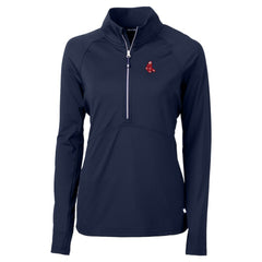 Boston Red Sox Cutter & Buck Women's DryTec Adapt Eco Knit Stretch Recycled Raglan Half-Zip Top - Navy Tops