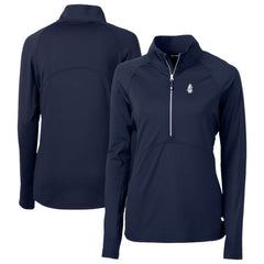 Chicago Cubs Cutter & Buck Women's Cooperstown Collection DryTec Adapt Eco Knit Stretch Recycled Raglan Half-Zip Top - Navy Tops