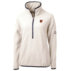 Baltimore Orioles Cutter & Buck Women's Cascade Eco Sherpa Fleece Half-Zip Pullover Jacket - Cream Jackets