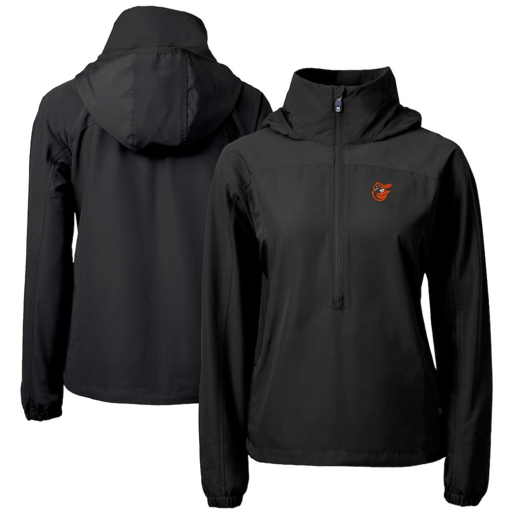 Baltimore Orioles Cutter & Buck Women's Charter Eco Recycled Half-Zip Anorak Jacket - Black Jackets