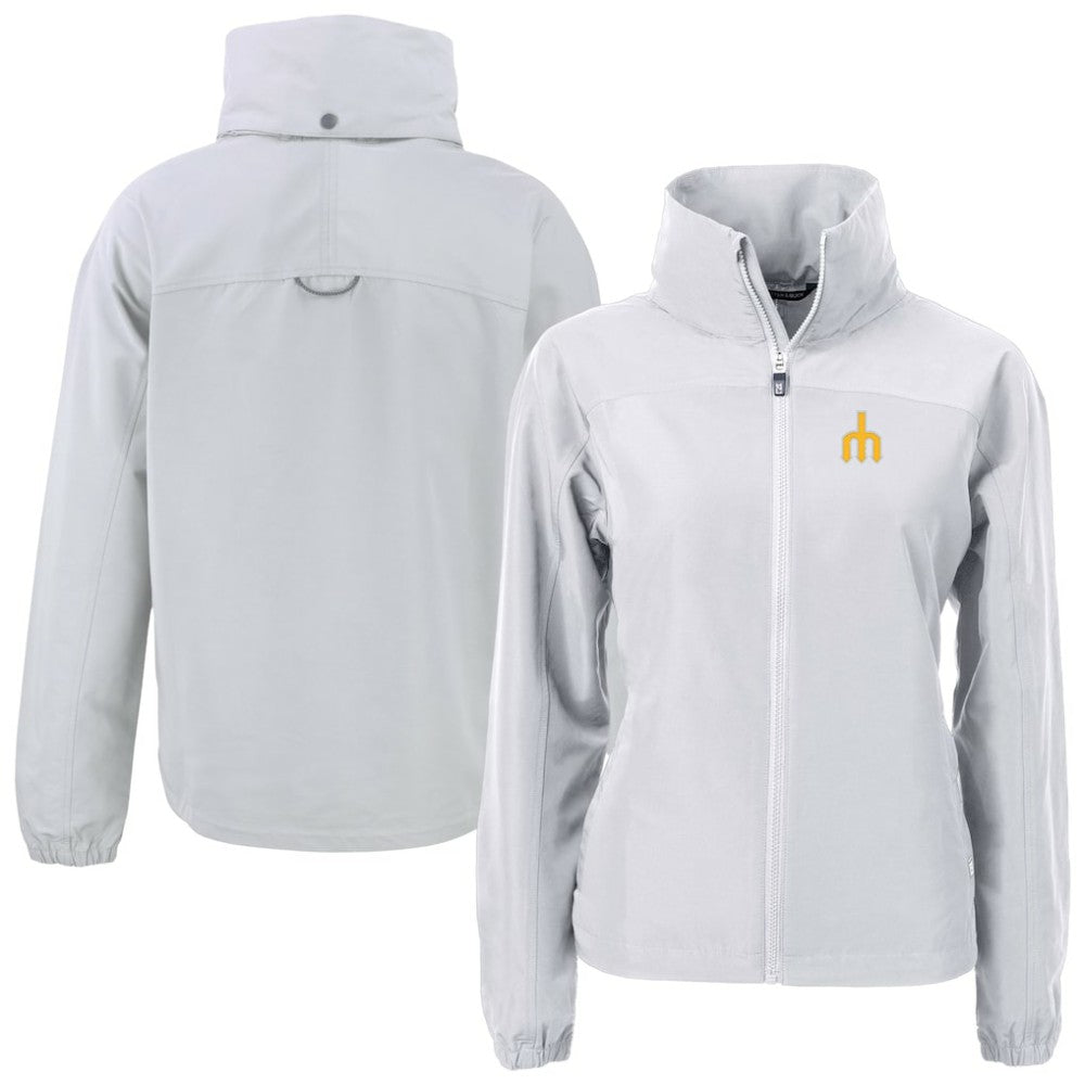 Seattle Mariners Cutter & Buck Women's Charter Eco Recycled Full-Zip Jacket - Gray Jackets