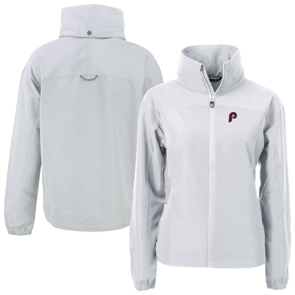 Philadelphia Phillies Cutter & Buck Women's Cooperstown Collection Charter Eco Recycled Full-Zip Jacket - Gray Jackets