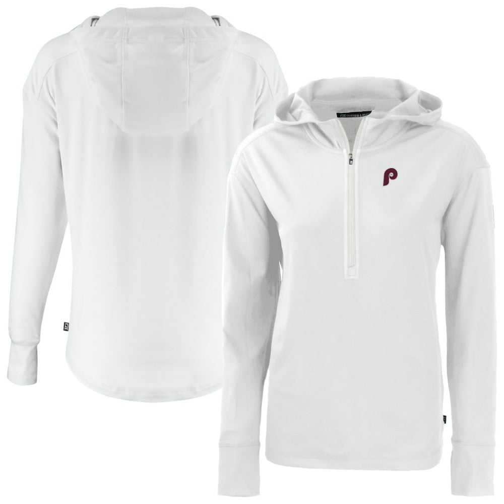 Philadelphia Phillies Cutter & Buck Women's Daybreak Eco Recycled Half-Zip Hoodie - White Hoodies