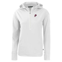 Philadelphia Phillies Cutter & Buck Women's Daybreak Eco Recycled Half-Zip Hoodie - White Hoodies