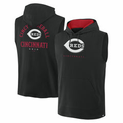 Cincinnati Reds Fanatics Fire Speed Sleeveless Pullover Hoodie - Black Hoodies