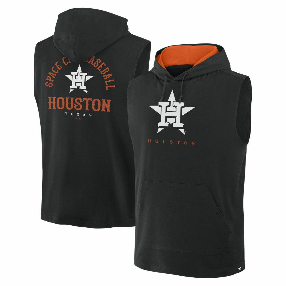 Houston Astros Fanatics Fire Speed Sleeveless Pullover Hoodie - Black Hoodies