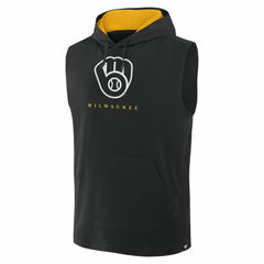 Milwaukee Brewers Fanatics Fire Speed Sleeveless Pullover Hoodie - Black Hoodies