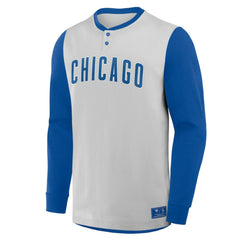 Chicago Cubs Fanatics Clubhouse Long Sleeve Henley Shirt - Gray/Royal