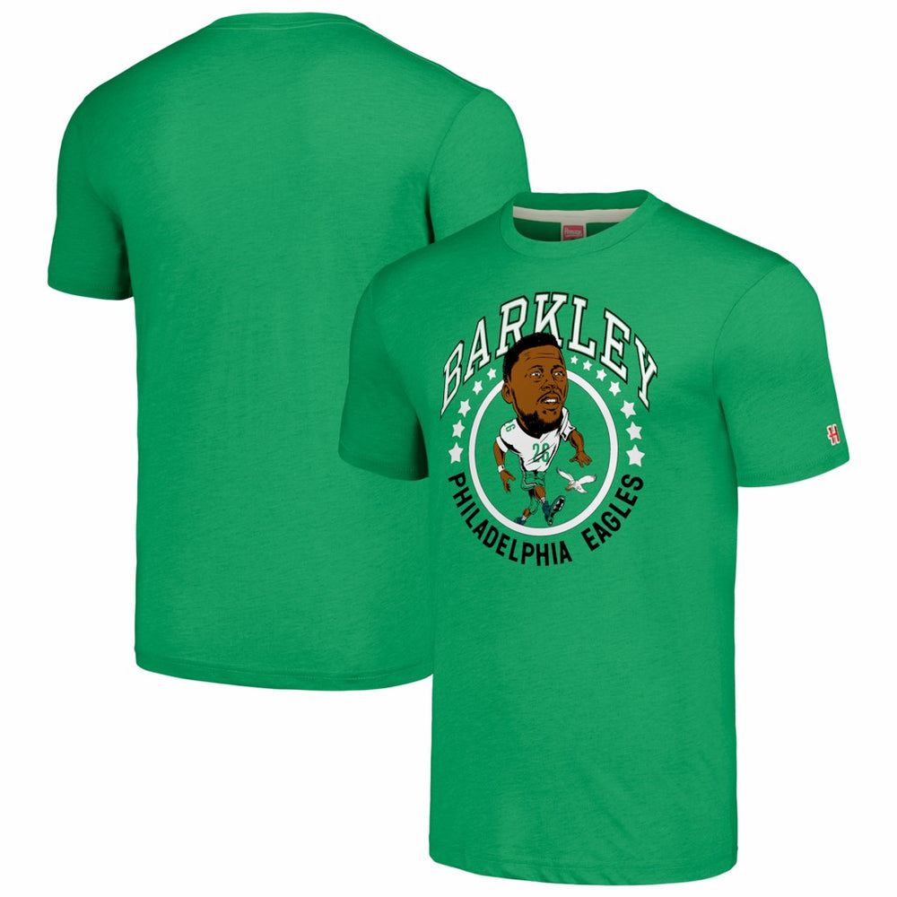 Saquon Barkley Philadelphia Eagles Homage Unisex Caricature Player Tri-Blend T-Shirt - Kelly Green T-shirts