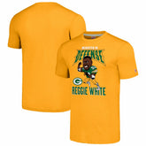 Reggie White Green Bay Packers Homage Unisex Caricature Retired Player Tri-Blend T-Shirt - Gold T-shirts