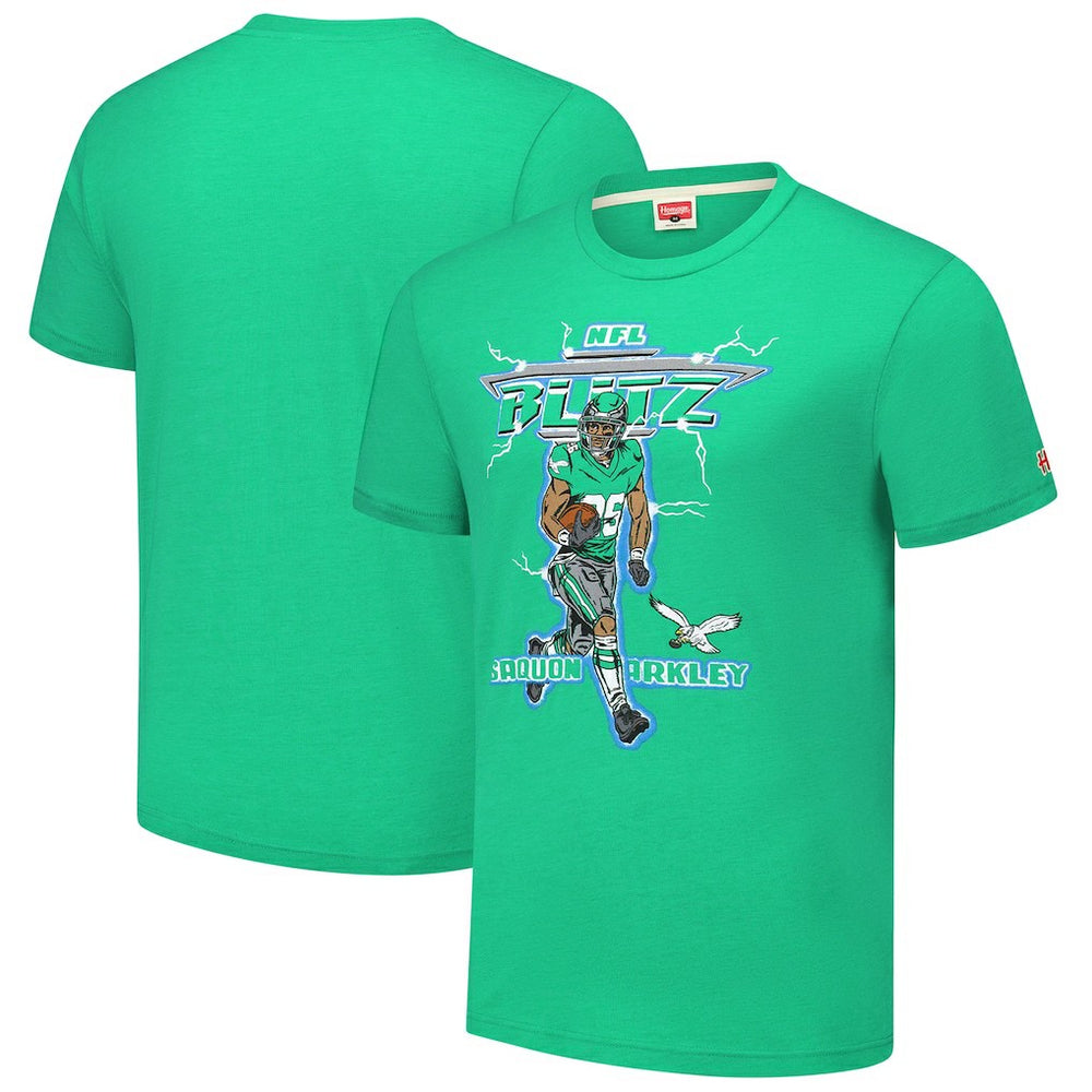 Saquon Barkley Philadelphia Eagles Homage Unisex NFL Blitz Player Tri-Blend T-Shirt - Heathered Kelly Green T-shirts