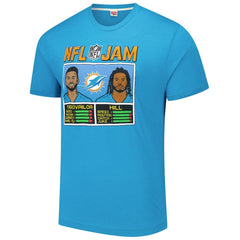 Tua Tagovailoa & Tyreek Hill Miami Dolphins Homage Unisex NFL Jam Tri-Blend T-Shirt - Aqua T-shirts