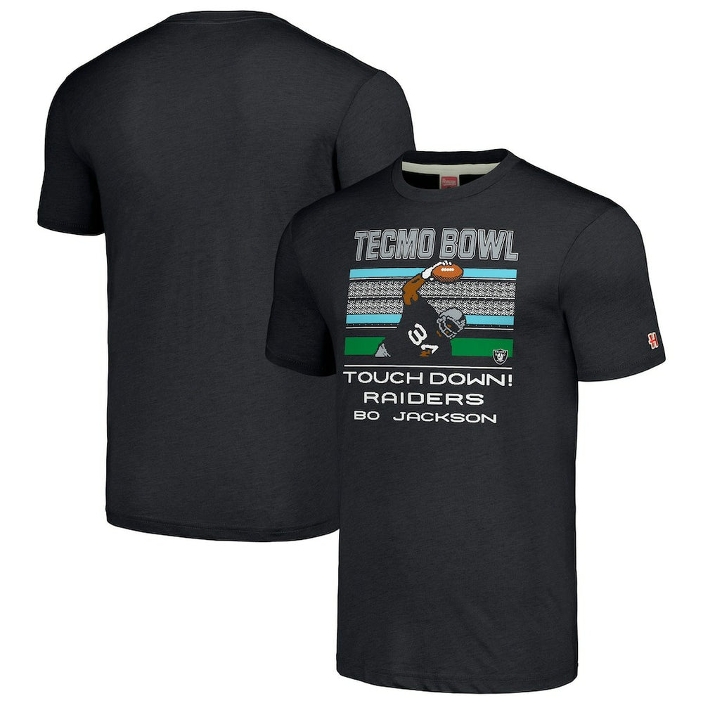 Bo Jackson Las Vegas Raiders Homage Unisex Tecmo Bowl Retired Player Graphic Tri-Blend T-Shirt - Charcoal T-shirts