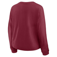 Colorado Avalanche Fanatics Women's Oversized All Out Effort Long Sleeve Henley T-Shirt - Burgundy | US 201742860