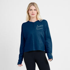 Seattle Kraken Fanatics Women's Oversized All Out Effort Long Sleeve Henley T-Shirt - Deep Sea Blue | US 201742868