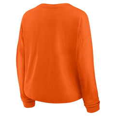 Philadelphia Flyers Fanatics Women's Oversized All Out Effort Long Sleeve Henley T-Shirt - Orange | US 201742869