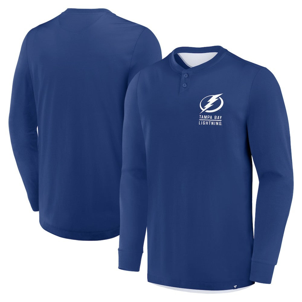 Tampa Bay Lightning Fanatics Adrenaline Push Long Sleeve Henley Shirt - Blue | US 201742883