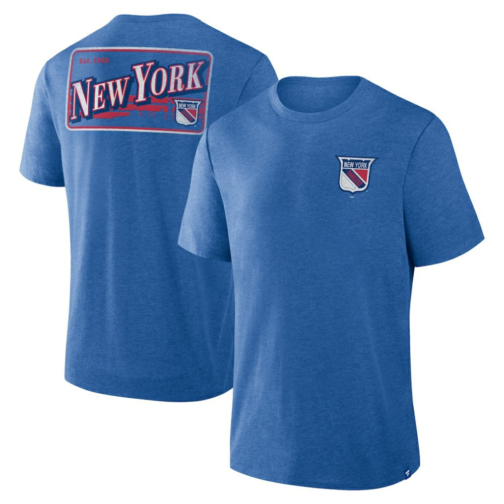 New York Rangers Fanatics Fan Lanes Tri-Blend T-Shirt - Heather Blue | US 201742939