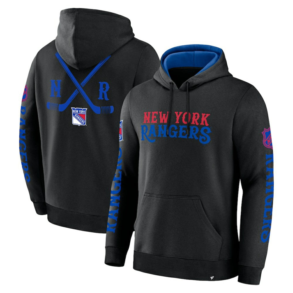 New York Rangers Fanatics Big City Legacy Fleece Pullover Hoodie - Black | US 201742969