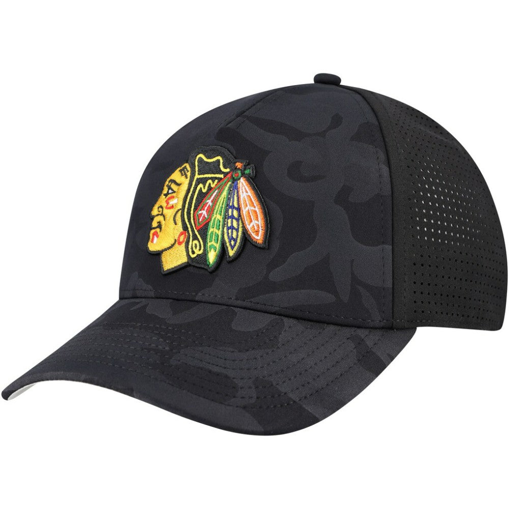 Chicago Blackhawks American Needle Valin Camo Super Tech Vented Adjustable Hat - Black | US 201747161