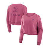 Los Angeles Lakers Women's Studio Tri-Blend Cropped Pullover Sweatshirt Pink - Fanatics