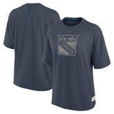 New York Rangers Fanatics Women's Oversized Elements Raw Edge Future Ground T-Shirt - Blue | US 201752495