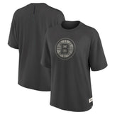 Boston Bruins Fanatics Women's Oversized Elements Raw Edge Future Ground T-Shirt - Charcoal | US 201752496
