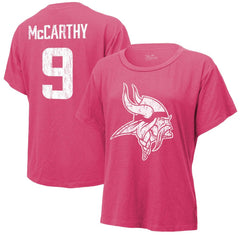 J.J. McCarthy Minnesota Vikings Majestic Threads Women's Name & Number T-Shirt - Pink T-shirts