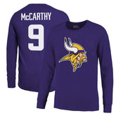 J.J. McCarthy Minnesota Vikings Majestic Threads Name & Number Long Sleeve T-Shirt - Purple T-shirts