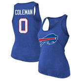 Keon Coleman Buffalo Bills Majestic Threads Women's Name & Number Tri-Blend Scoop Neck Tank Top - Royal Tops
