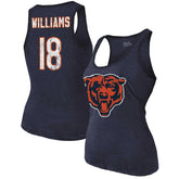 Caleb Williams Chicago Bears Majestic Threads Women's Name & Number Tri-Blend Scoop Neck Tank Top - Navy Tops