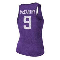 J.J. McCarthy Minnesota Vikings Majestic Threads Women's Name & Number Tri-Blend Scoop Neck Tank Top - Purple Tops