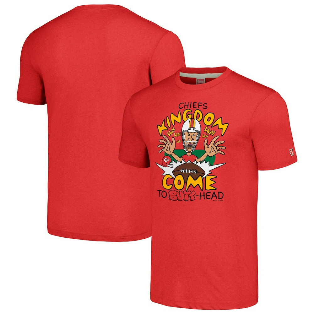 Kansas City Chiefs NFL x Homage x Beavis and Butt-Head Unisex Tri-Blend T-Shirt - Red
