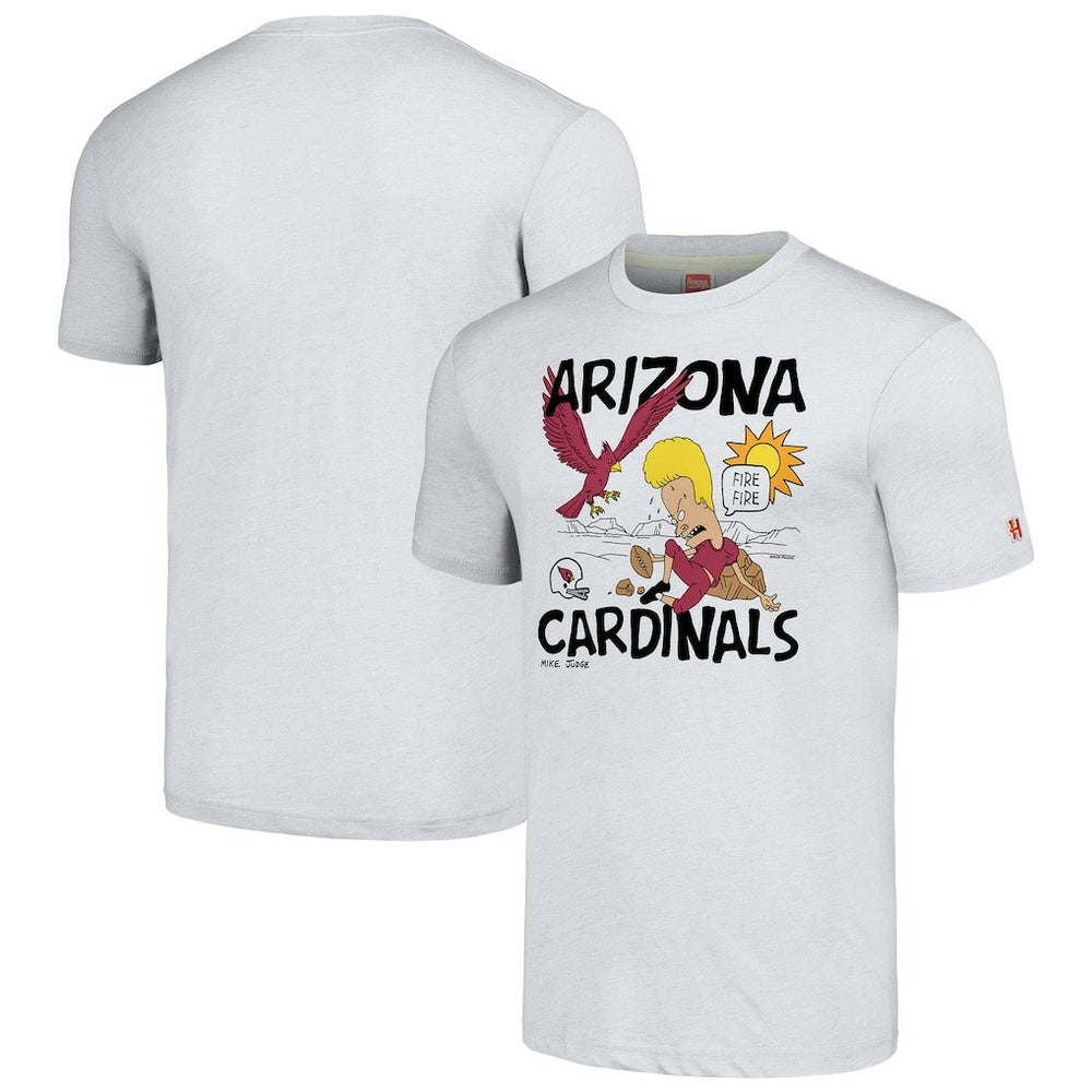 Arizona Cardinals NFL x Homage x Beavis and Butt-Head Unisex Tri-Blend T-Shirt - Ash