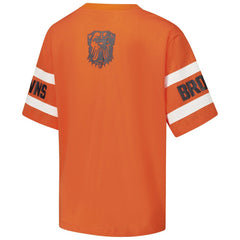 Cleveland Browns The Wild Collective Women's Drop Shoulder T-Shirt - Orange T-shirts