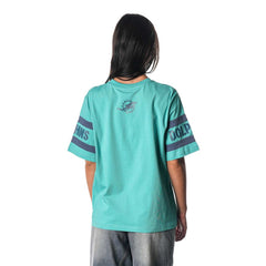 Miami Dolphins The Wild Collective Women's Drop Shoulder T-Shirt - Aqua T-shirts