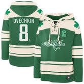 Alexander Ovechkin Washington Capitals '47 St. Patrick's Day Player Name & Number Lacer Pullover Hoodie - Kelly Green | US 201837444