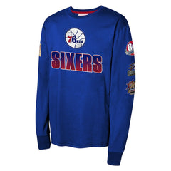 Philadelphia 76ers Youth Hardwood Classics All Over Long Sleeve T-Shirt Royal - Mitchell & Ness