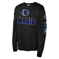 Orlando Magic Youth Hardwood Classics All Over Long Sleeve T-Shirt Black - Mitchell & Ness